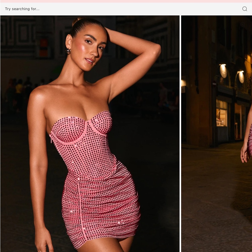Pink Strapless Mini Dress